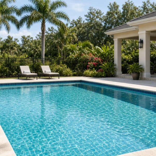 Crystal-clear residential swimming pool in Central Florida