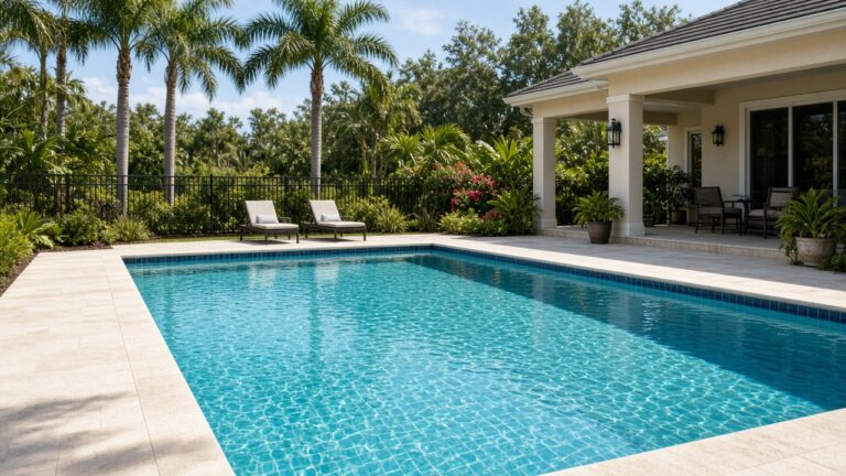 Crystal-clear residential swimming pool in Central Florida